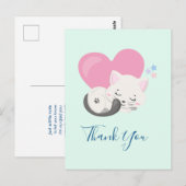 Sweet Kitty Cat Schlafen mit einem Herz Vielen Dan Postkarte (Vorne/Hinten)