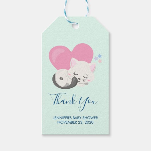 Sweet Kitty Cat Schlafen mit Herz Geschenkanhänger (Vorderseite)