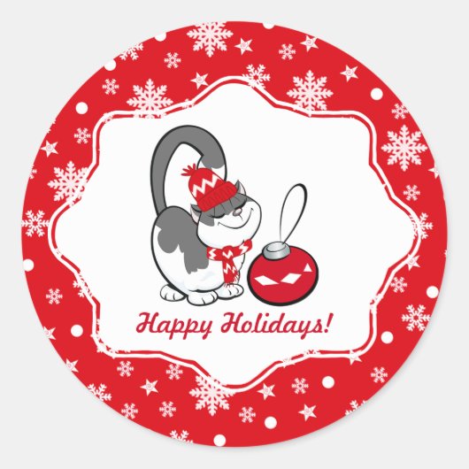 Sweet Kitty Christmas Runder Aufkleber (Vorderseite)