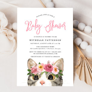 Sweet Kitty Girl Babydusche Einladung