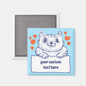 Sweet kitty holds blank banner cartoon magnet (Vorderseite/Rückseite)