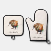 Sweet Kiwi, custom Ofenhandschuh & Topflappen-Set (Vorderseite)