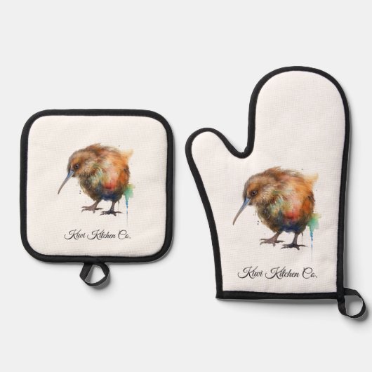 Sweet Kiwi, custom Ofenhandschuh & Topflappen-Set (Vorderseite)