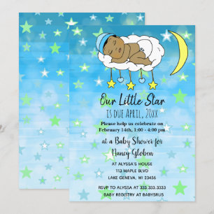 Sweet kleine ethnische Baby Blue Stars und Mond Ju Einladung
