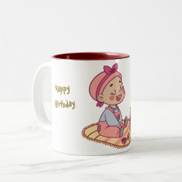Sweet kleinen Mädchen Happy Birthday Zweifarbige Tasse