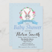 Sweet kleines Bunny mit Blumenkranz Babydusche Einladung (Vorne/Hinten)