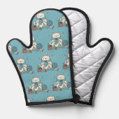 Sweet Knitting Cat Pastel Blue Home Cooking Accent Ofenhandschuh (Vorderseite/Rückseite)