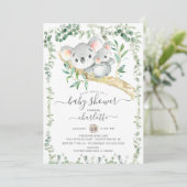 Sweet Koala Bear Baby Dusche Einladung (Stehend Vorderseite)