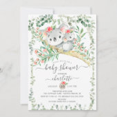 Sweet Koala Bear Girls Kinderdusche Einladung (Vorderseite)