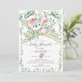 Sweet Koala Bear Girls Kinderdusche Einladung (Stehend Vorderseite)