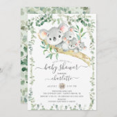 Sweet Koala Bears Triplets Kinderdusche Einladung (Vorne/Hinten)