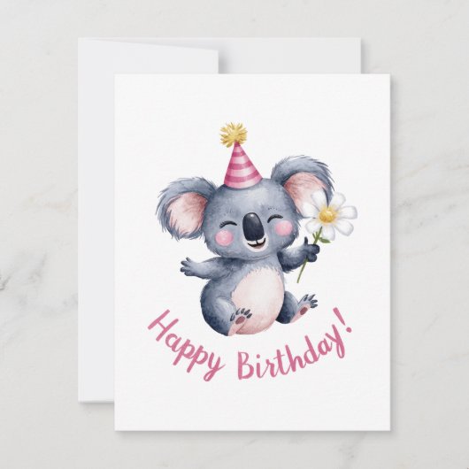 Sweet Koala Birthday Celebration Design Feiertagskarte (Vorderseite)