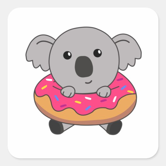 Sweet Koala Koalas Loaf Donut Sprinkles Pink Quadratischer Aufkleber (Vorderseite)