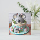 SWEET KOALA THEMA KINDERGEBURTSTAG CAKE KARTE (Stehend Vorderseite)