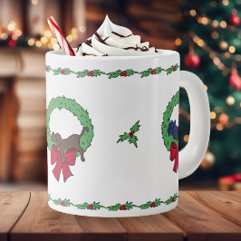 Sweet Labrador Welppies Holiday Wreaths Festival W Jumbo-Tasse