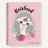 Sweet Lady Llama mit Rose Journal/ Notizblock (Vorderseite)