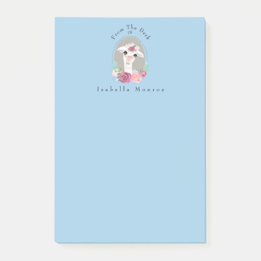 Sweet Lady Llama mit Rose Post-it Klebezettel (Vorderseite)