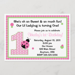 Sweet Ladybug Pink zum Geburtstag Einladung