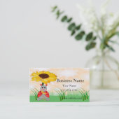 Sweet Ladybug sitzt unter einer Sonnenblume Visitenkarte (Stehend Vorderseite)