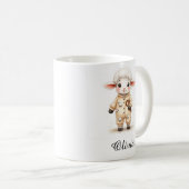 Sweet Lamb in Christmas Pajamas Custom Name Mug Kaffeetasse (VorderseiteRechts)