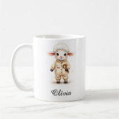 Sweet Lamb in Christmas Pajamas Custom Name Mug Kaffeetasse (Links)