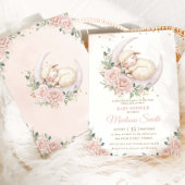 Sweet Lamb Moon Chic Pink Blush Blues Baby Dusche Einladung