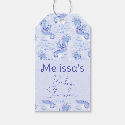 Sweet Lavender Blue Seepferd Nautic Ocean Geschenkanhänger (Vorderseite)