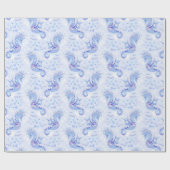 Sweet Lavender Blue Seepferd Nautic Ocean Geschenkpapier (Flach)