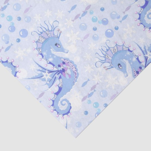 Sweet Lavender Blue Seepferd Nautic Ocean Seidenpapier (Ausschnitt)