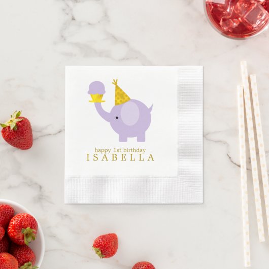 Sweet Lavender Elephant Birthday Party Serviette (Beispiel)