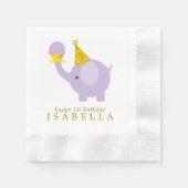 Sweet Lavender Elephant Birthday Party Serviette (Vorderseite)