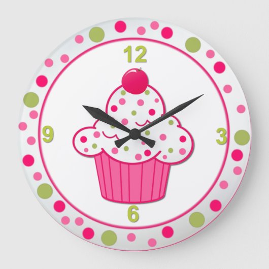 Sweet Leckerei Cupcake Wall Clock Große Wanduhr (Vorderseite)