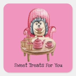 Sweet Leckereien für Sie - Porcupine Valentine Car Quadratischer Aufkleber