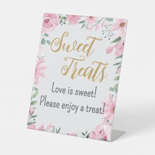 Sweet Leckereien Liebe ist in Bloom Pedestal Sign Sockelschild (Vorderseite)