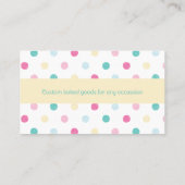 Sweet Leckereien Party Fun Farbiges Dot Muster kun Visitenkarte (Rückseite)