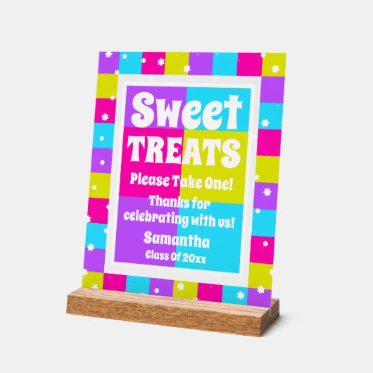 Sweet Leckereien Retro Neon Graduation Party Acrylschild (Winkel)