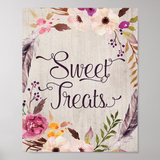 Sweet Leckereien Rustic Boho Floral Brautparty Sig Poster (Vorne)