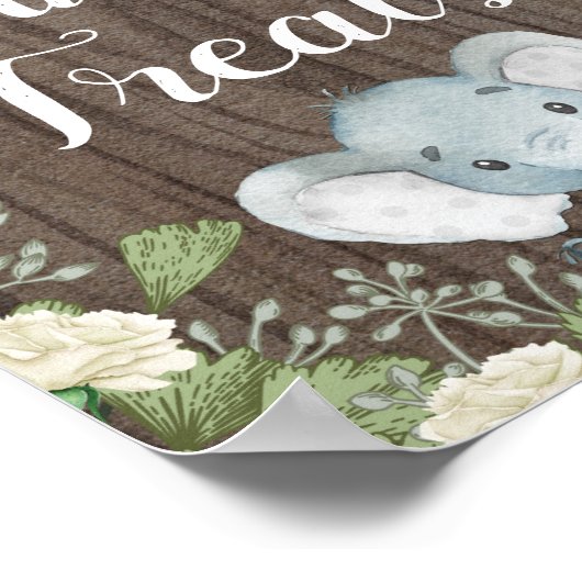 Sweet Leckereien / Rustikaler Dschungel Elefant Ba Poster (Ecke)