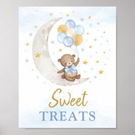 Sweet Leckereien Teddy Bear Blue Gold Balloons Poster