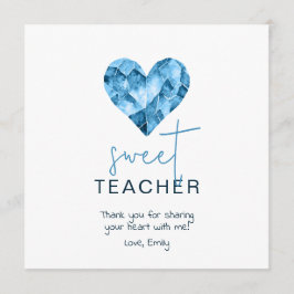 Sweet Lehrer Card mit blauem Herz Feiertagskarte