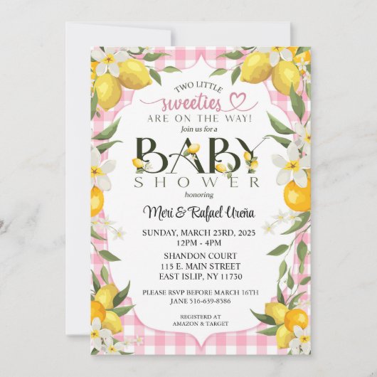 Sweet Lemon Bliss: Eine Babydusche zum Gedenken! Einladung (Vorderseite)
