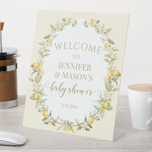 Sweet lemon Blumenkranz Babydusche Begrüßungszeich Sockelschild (In Situ)