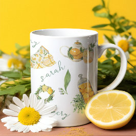 Sweet Lemon Botanical Watercolor Personalisiert Zweifarbige Tasse