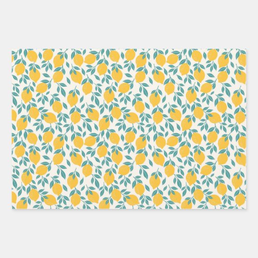 Sweet Lemon Branches Muster Geschenkpapier Set (Vorderseite 3)