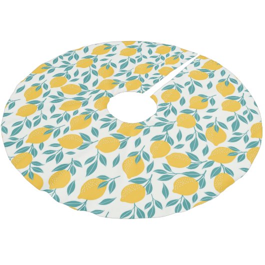 Sweet Lemon Branches Muster Polyester Weihnachtsbaumdecke (Schrägansicht)