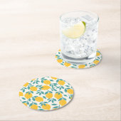Sweet Lemon Branches Muster Runder Pappuntersetzer (Vor Ort)