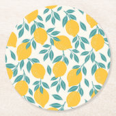 Sweet Lemon Branches Muster Runder Pappuntersetzer (Vorderseite)