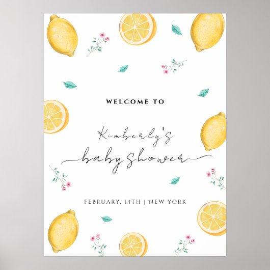 Sweet Lemon Citrus Fruit Baby Dusche Willkommen Poster (Vorne)