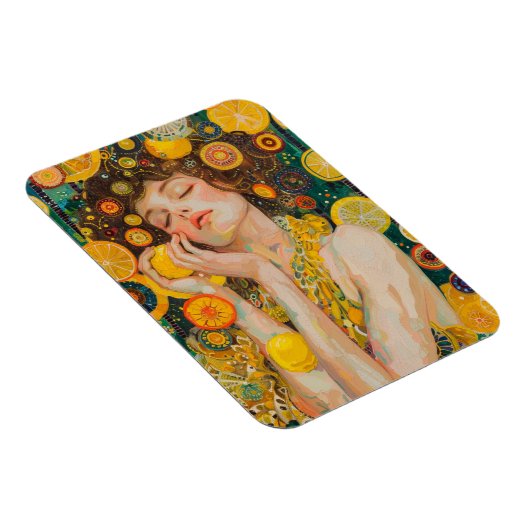 Sweet Lemon Dreams Klimt Style AI Magnet (Rechte Seite)