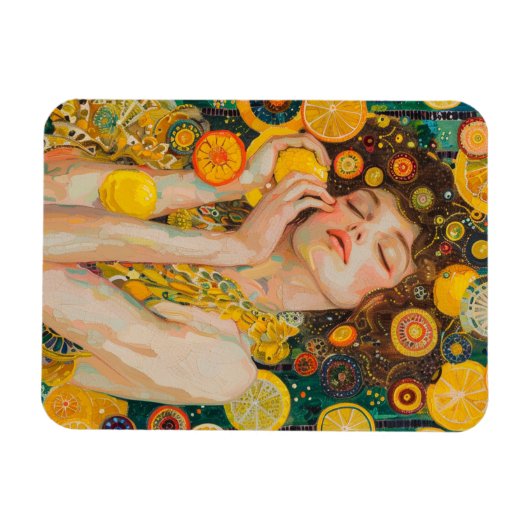 Sweet Lemon Dreams Klimt Style AI Magnet (Horizontal)